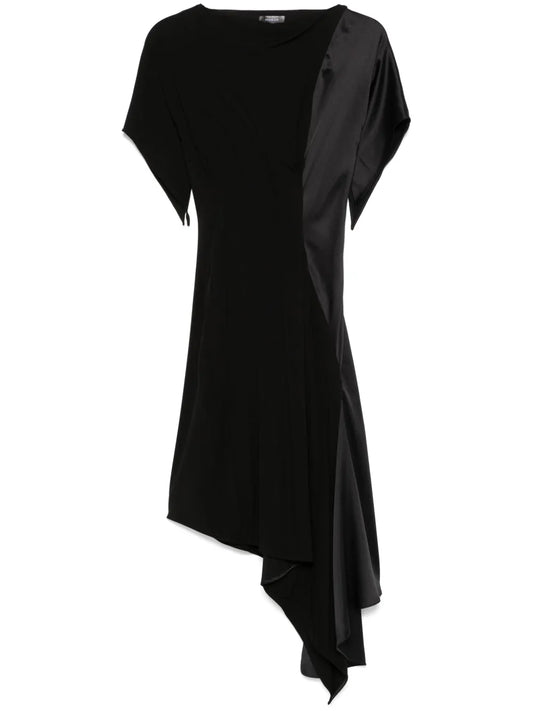 Pleated Asymmetric Midi Dress