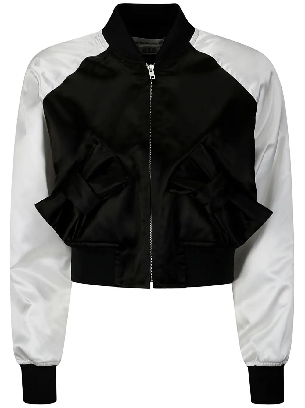 Bow-Detailing Satin Bomber Jacket