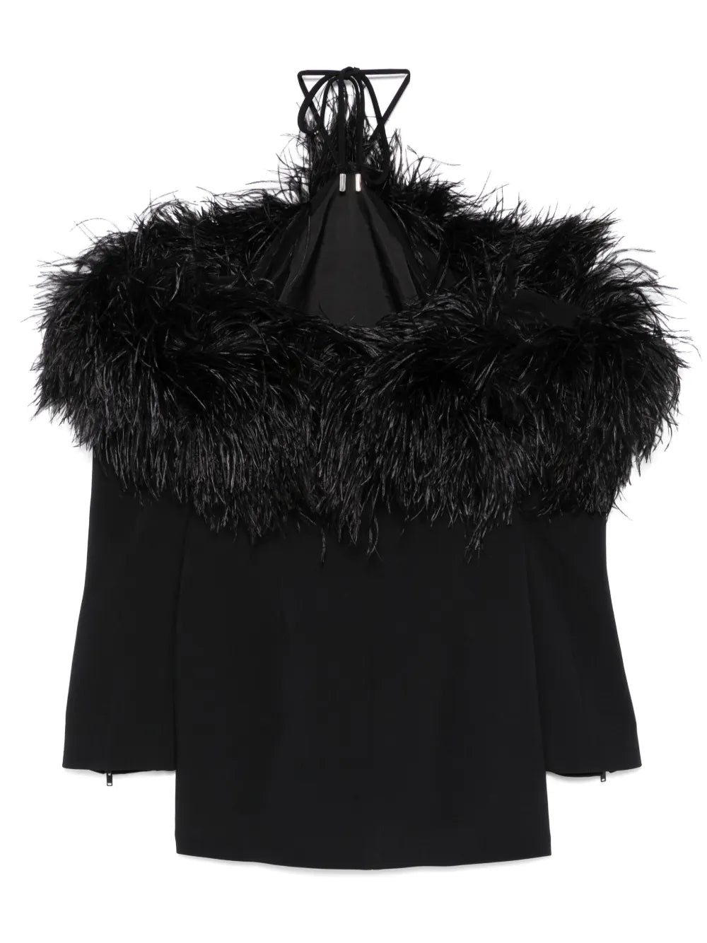 Feather-Trim Off-Shoulder Mini Dress