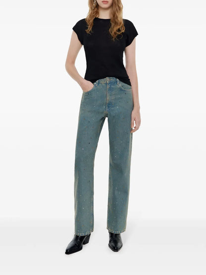 Crystal-Embellished Cropped Jeans