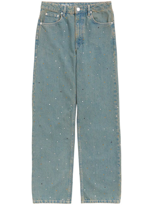 Crystal-Embellished Cropped Jeans