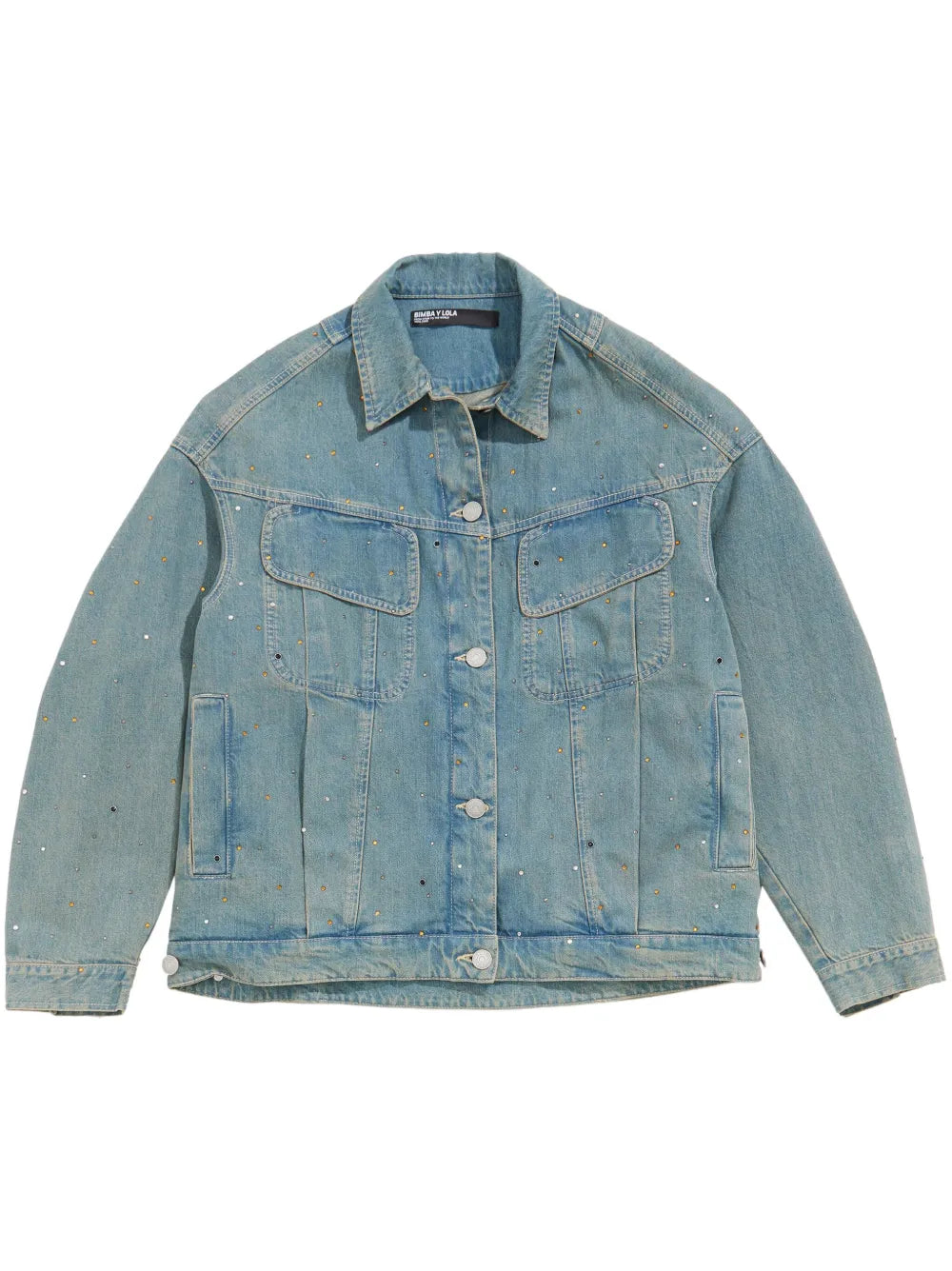 Rhinestone-Embellished Denim Jacket