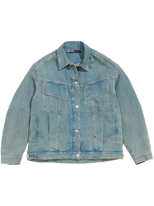 Rhinestone-Embellished Denim Jacket