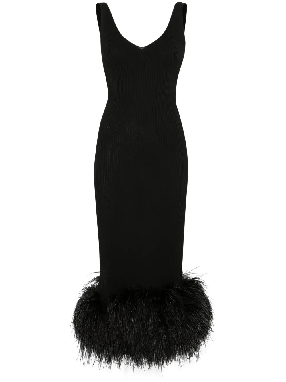 Feather-Trim Maxi Dress