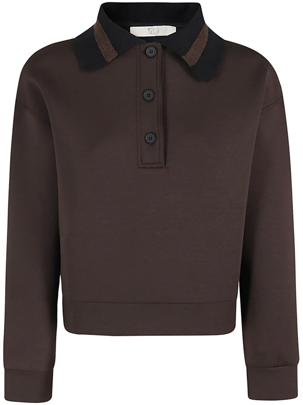 Contrast-Collar Polo Top