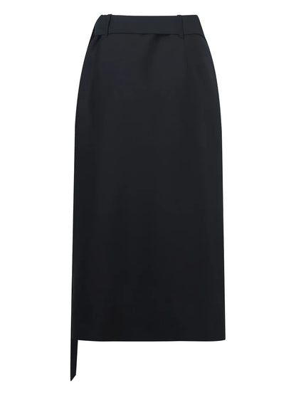Wool-Silk Midi Skirt