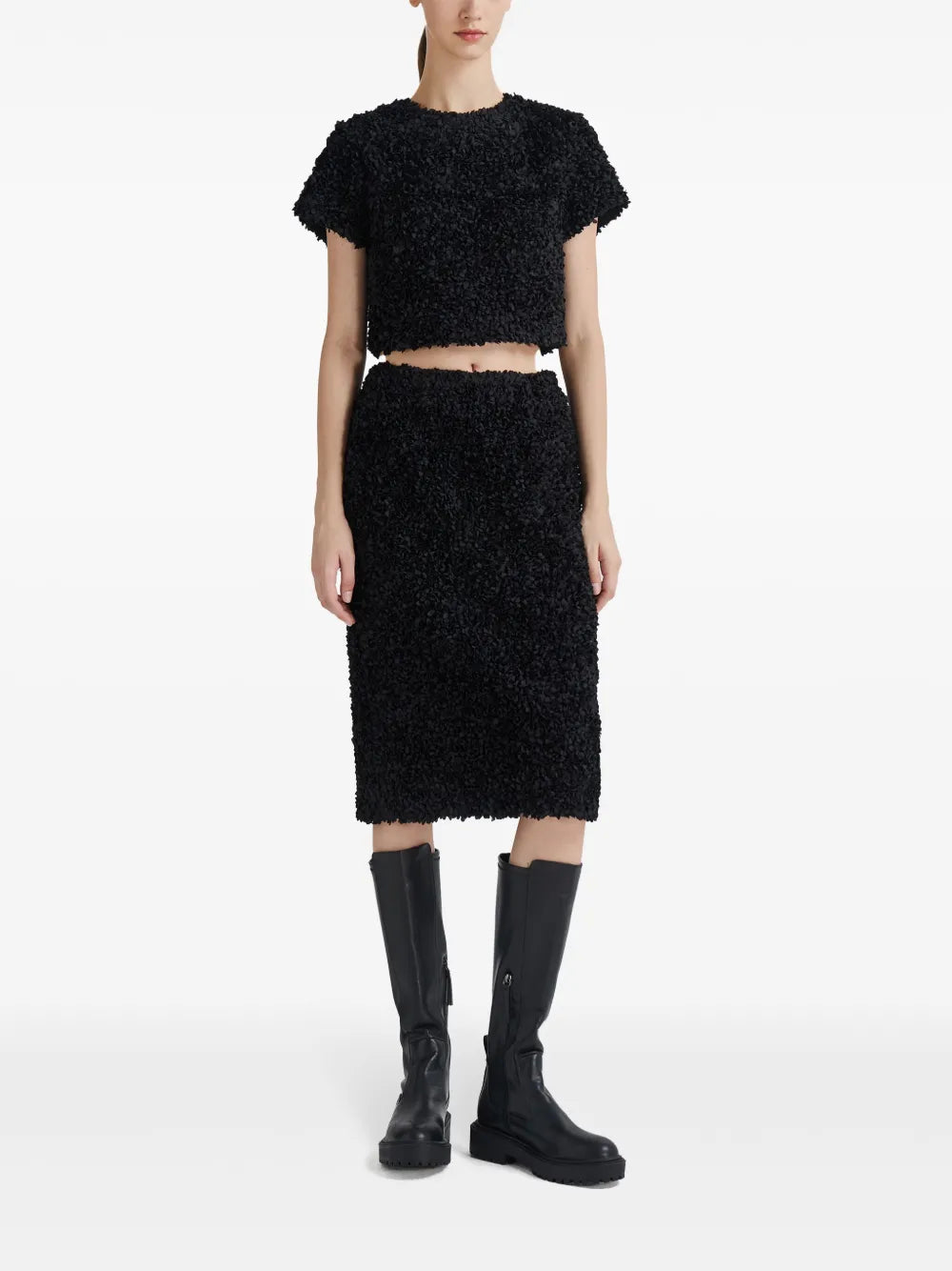 Bouclé-Constructed Midi Skirt