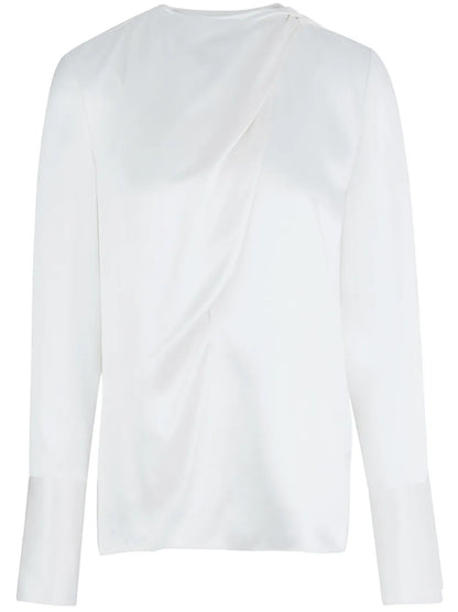Draped Scarf-Like Silk Top