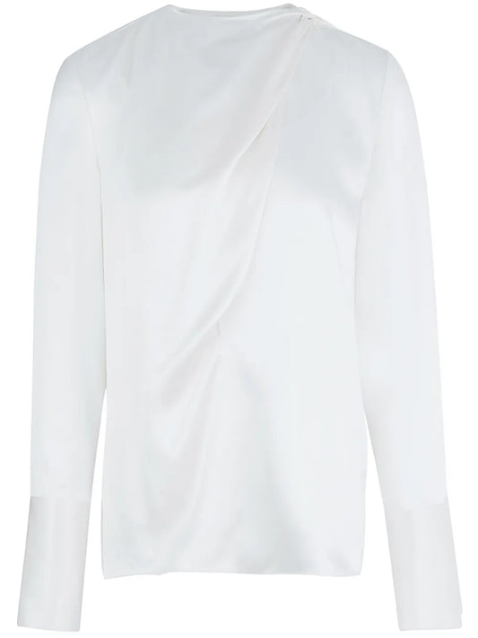 Draped Scarf-Like Silk Top
