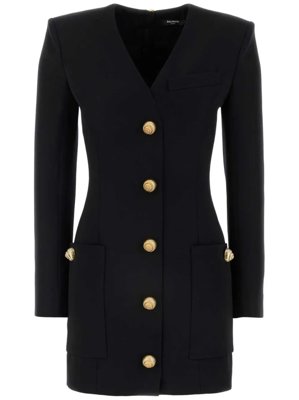 Embossed-Button Mini Dress