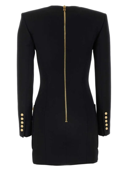 Embossed-Button Mini Dress