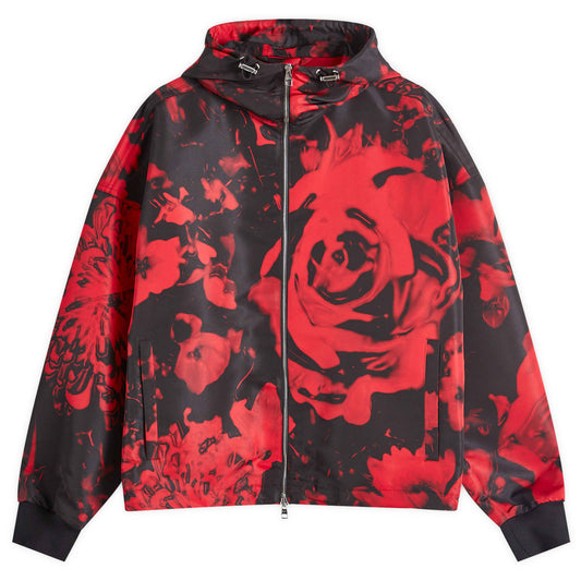 Waxed Floral Print Windbreaker