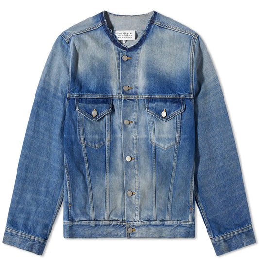 Collarless Denim Jacket