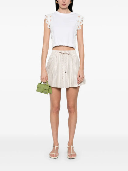 Lace-Detail Cropped T-Shirt