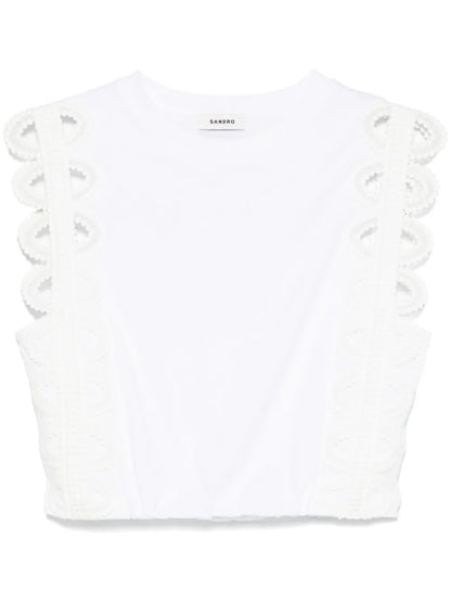 Lace-Detail Cropped T-Shirt