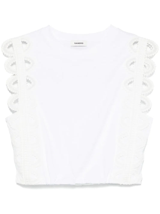 Lace-Detail Cropped T-Shirt