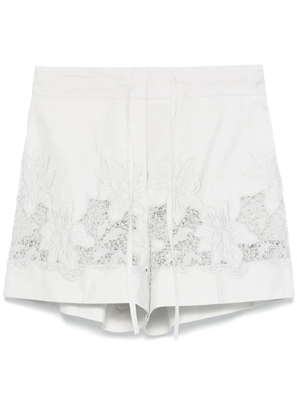 Floral-Embroidered Shorts