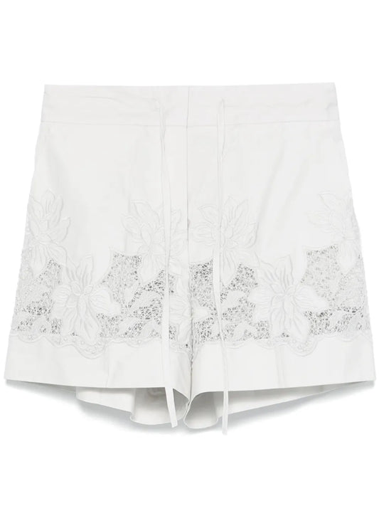 Floral-Embroidered Shorts
