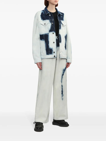 Bleached Effect Wide-Leg Jeans