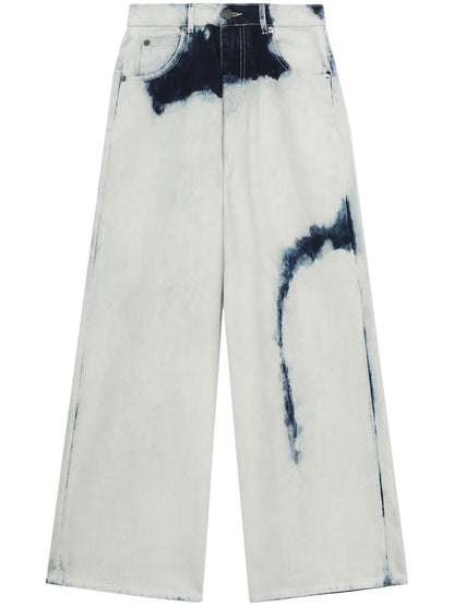 Bleached Effect Wide-Leg Jeans