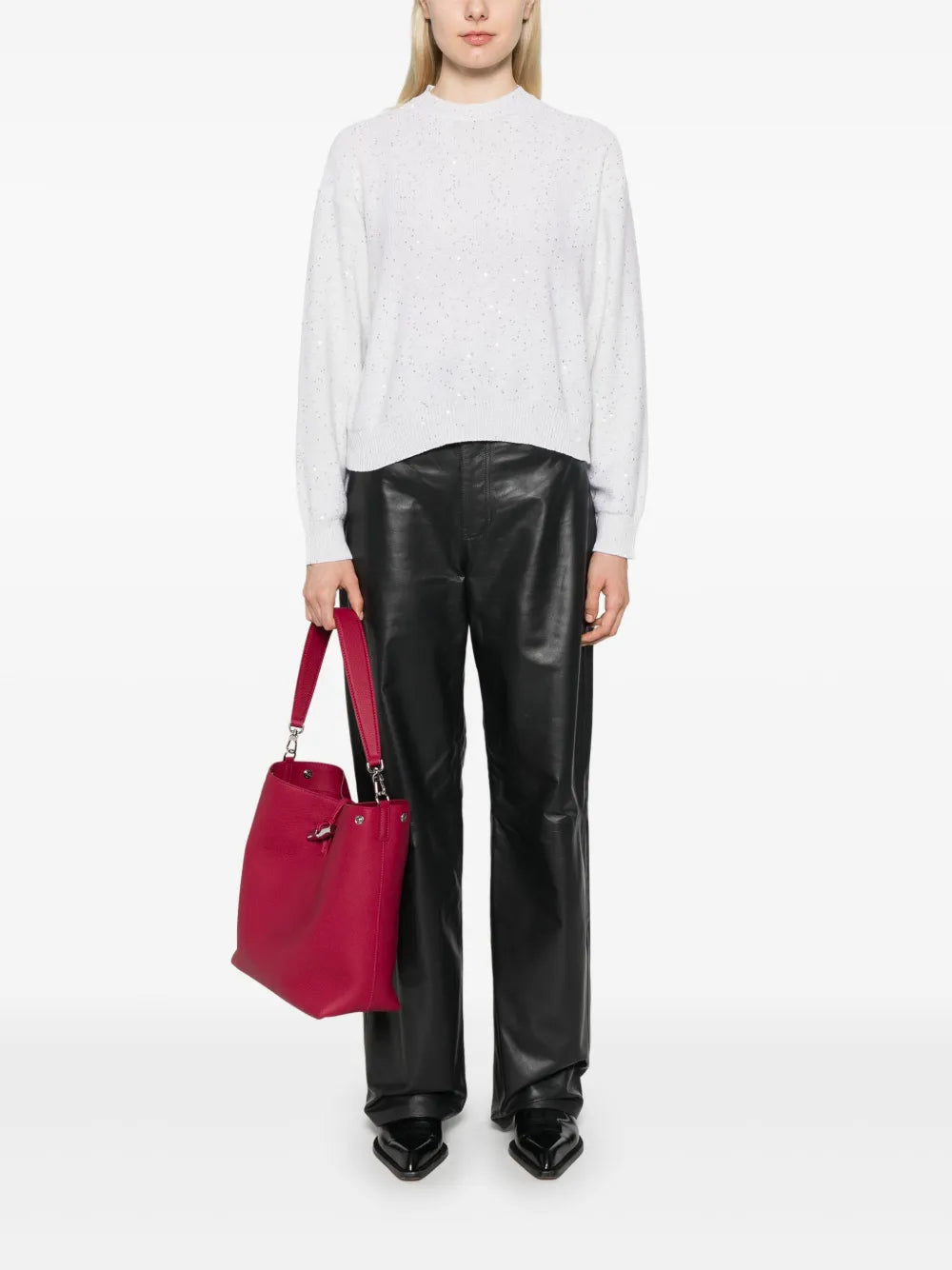 Leather Straight-Leg Trousers