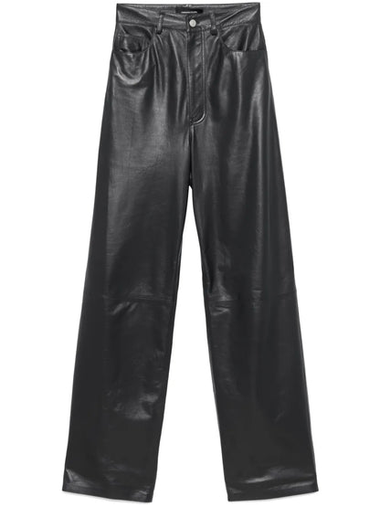 Leather Straight-Leg Trousers