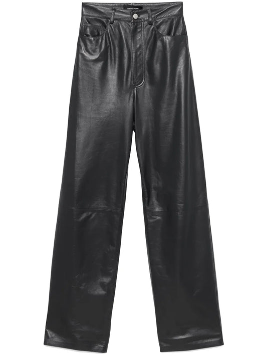 Leather Straight-Leg Trousers