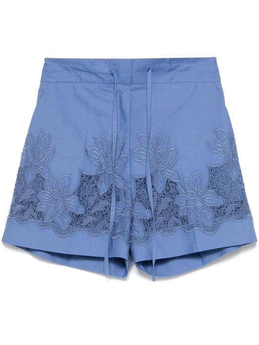 Floral-Embroidered Shorts