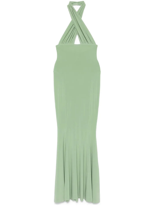 Cross-Halter Fishtail Gown