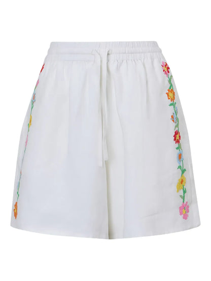 Floral-Embroidered Shorts