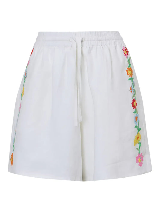 Floral-Embroidered Shorts