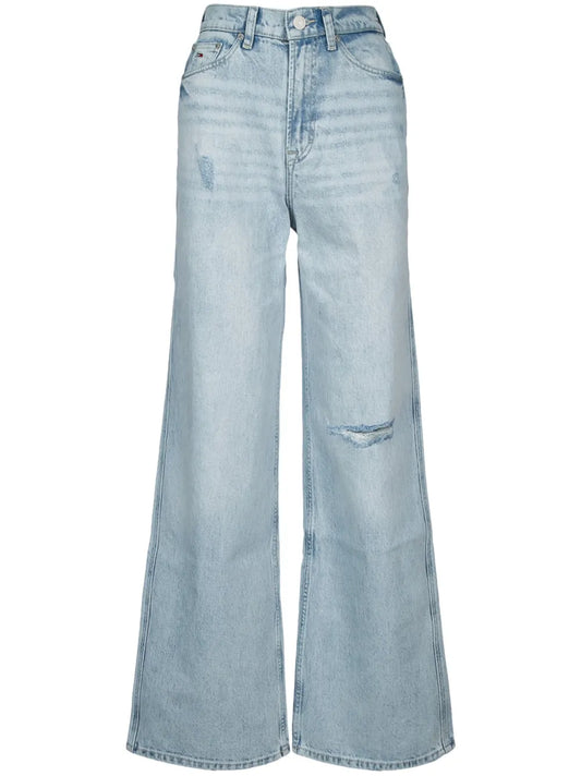 Distressed Wide-Leg Jeans