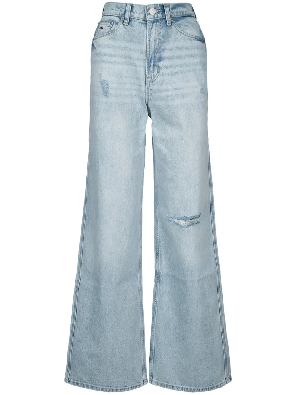 Distressed Wide-Leg Jeans