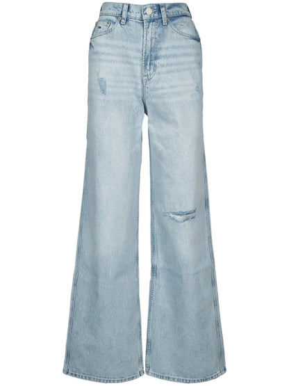 Distressed Wide-Leg Jeans