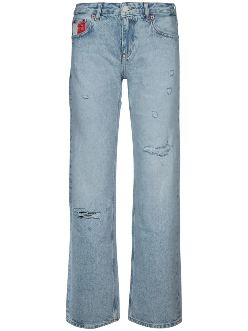 Distressed-Effect Flared Jeans