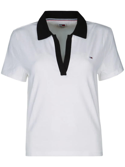 Contrasting-Collar Polo Top