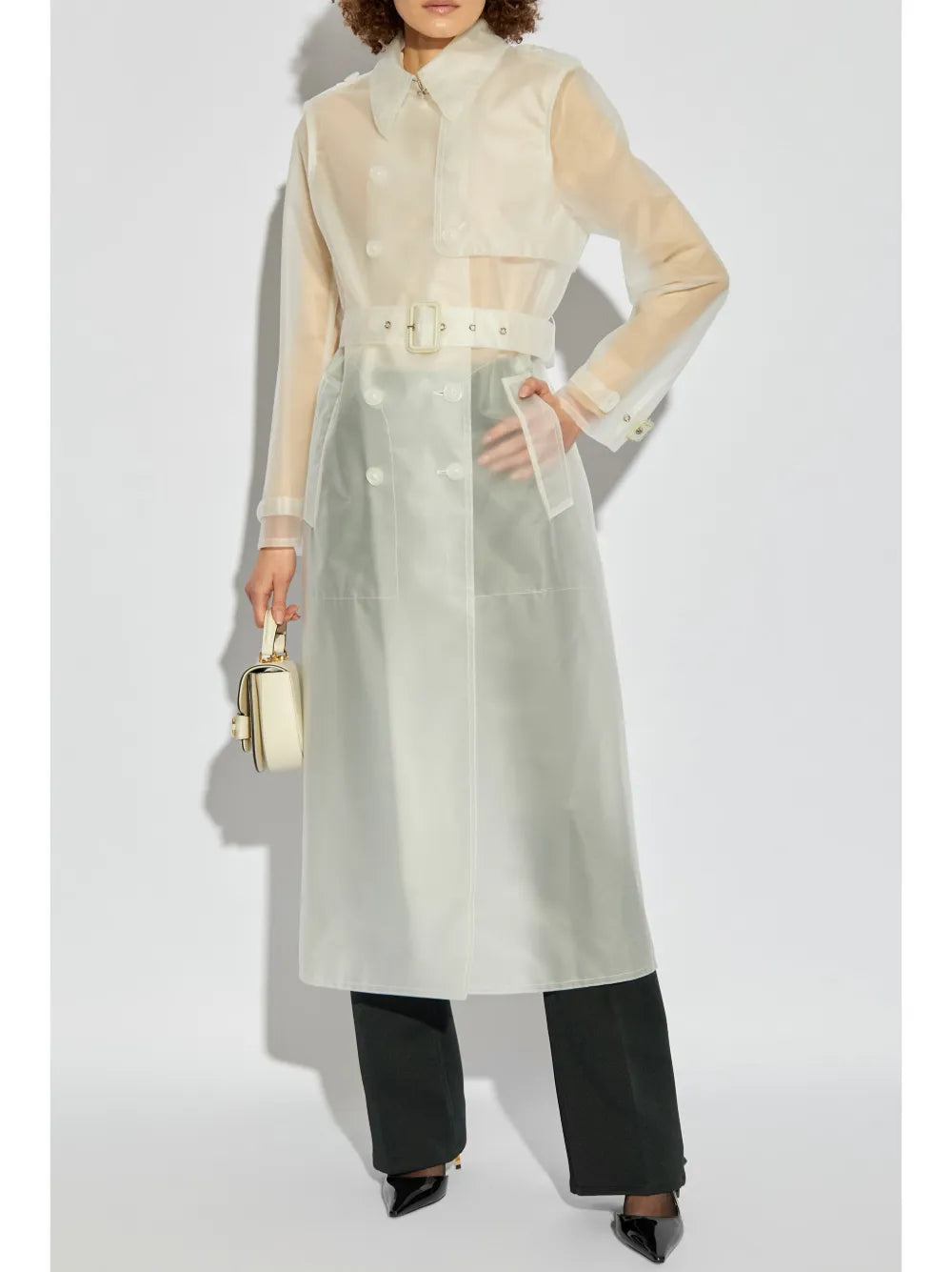 Transparent Belted Trench Coat