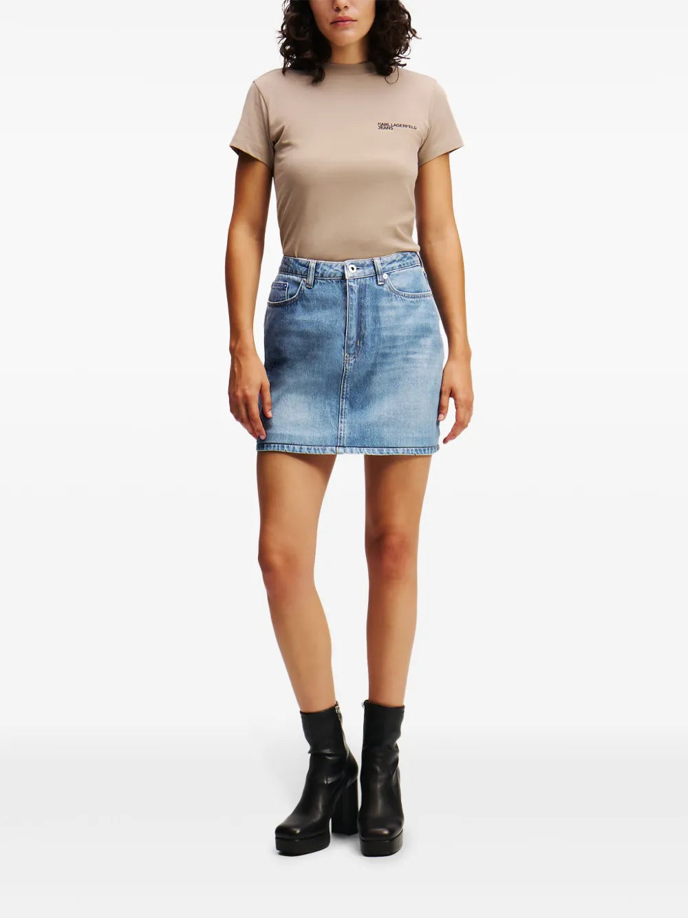 Coated Denim Miniskirt