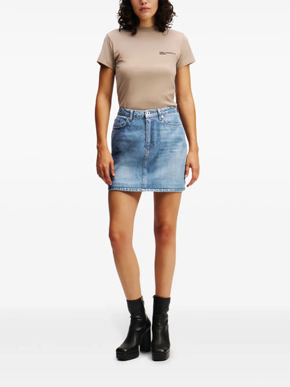 Coated Denim Miniskirt