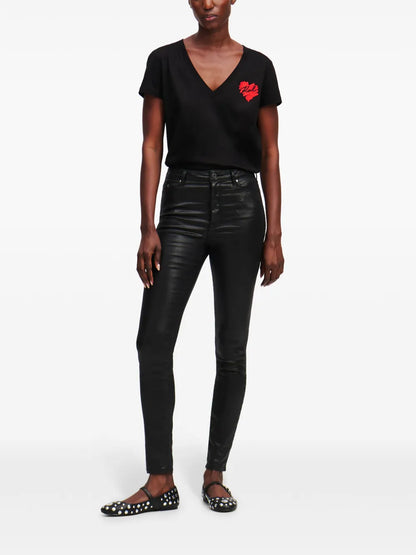 Metallic-Finish Skinny Jeans