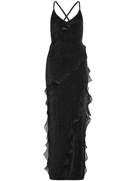 Lurex Ruffle Maxi Dress