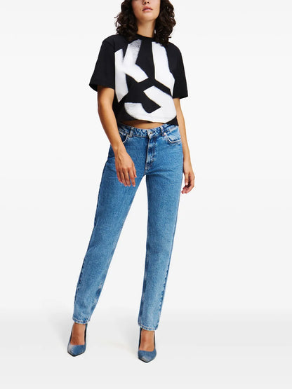 Logo-Patch Mid-Rise Tapered Jeans