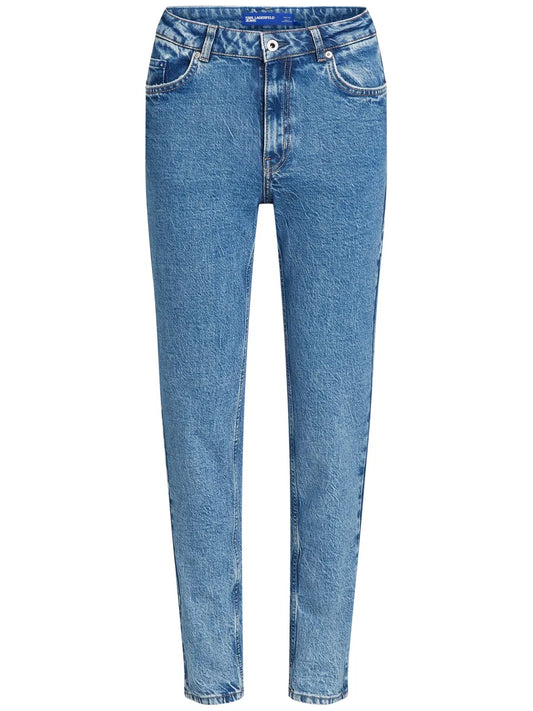 Logo-Patch Mid-Rise Tapered Jeans