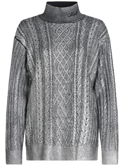 Metallic Cable-Knit Jumper