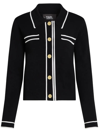 Essential Piped-Trim Cardigan