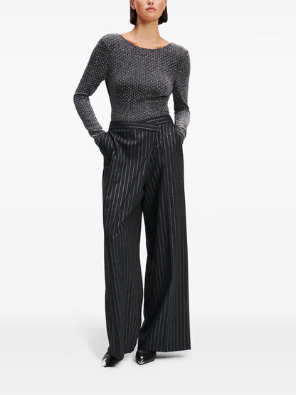 Pinstriped Tapered Trousers