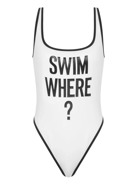 Slogan-Print Swimsuit