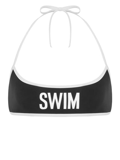 Text-Print Bikini Top