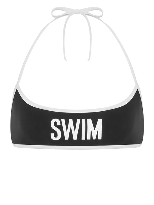 Text-Print Bikini Top