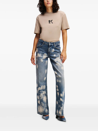 Bleached Wide-Leg Jeans